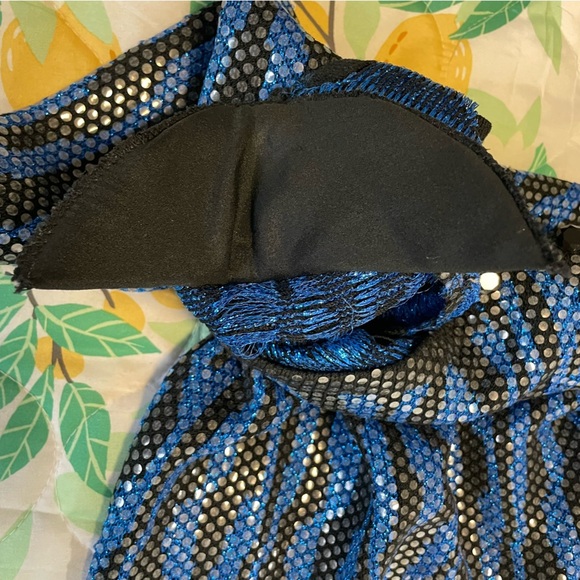 Vtg 80s Glam St. John Knit Sweater Blue Zebra Top Rock Sequin Shiny Retro Print - Picture 14 of 16